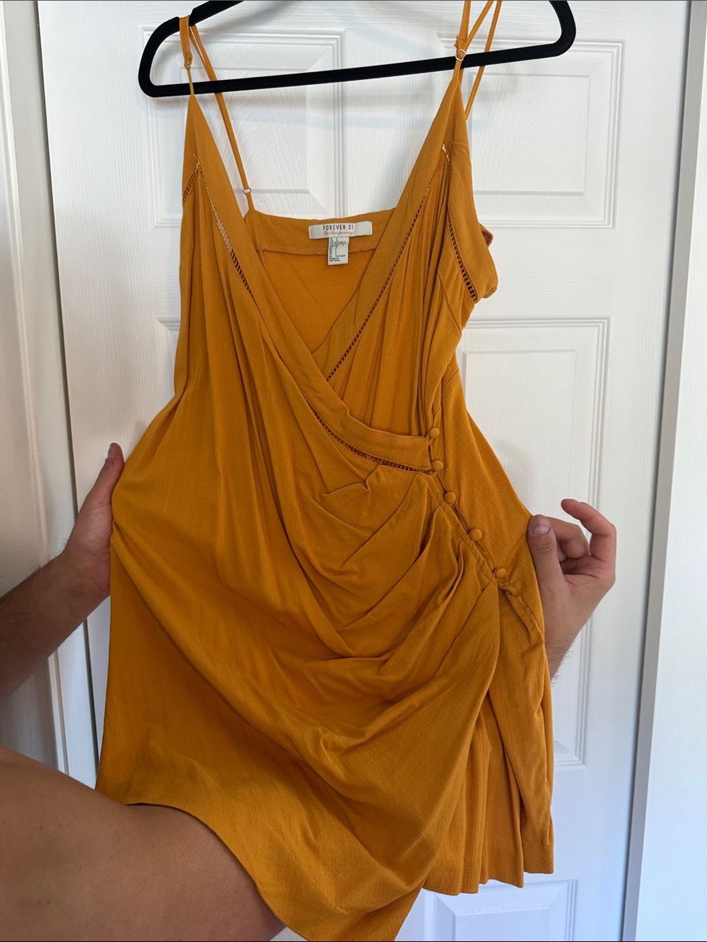 Forever 21 Mustard Draped Slip Mini Dress